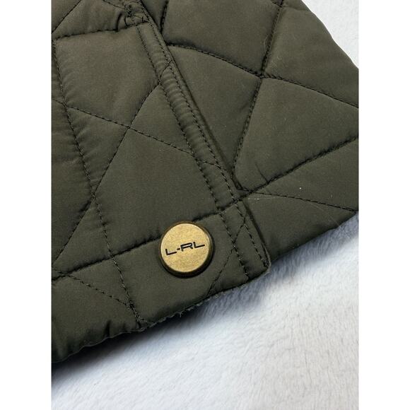 Lauren Ralph Lauren Quilted Barn Jacket Rock Moss Gold Hardware M-PT NWT - Picture 6 of 12